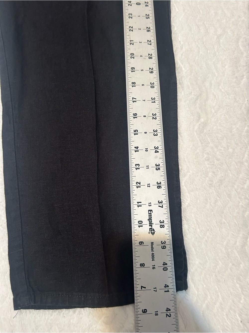 FLAX 100% Linen Elastic Waist Pants Black Size Large Lagenlook - Picture 7 of 8